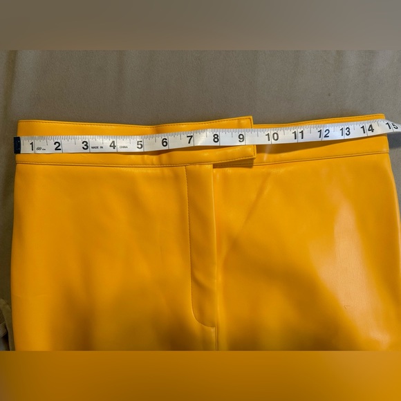Yellow Faux Leather Midi Skirt - Picture 2 of 4